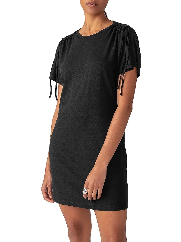 Womens Drawstring Hem Knit T-Shirt Dress