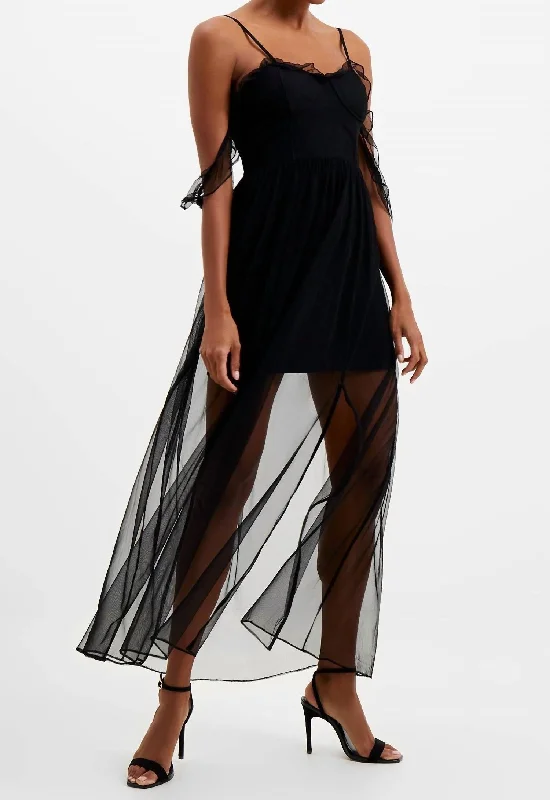 Alizee Mesh Night Out Maxi Dress In Blackout