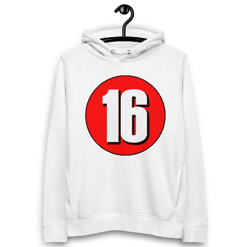 Unisex pullover hoodie: White on Red 16