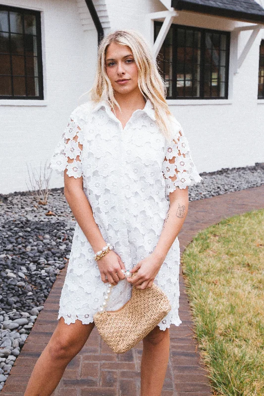 Jade Floral Lace Dress, Off White