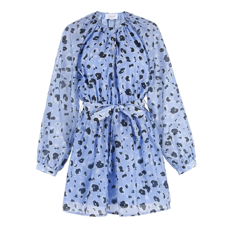 Women's Taryn Dress In Sky Blue Leopard