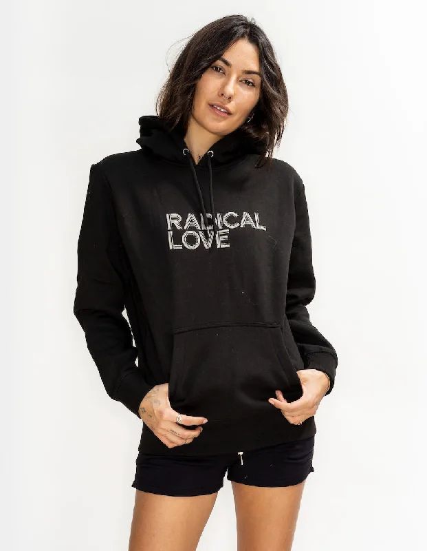 'Radical Love' Heavyweight Cotton Fleece Pullover Hoodie - Black