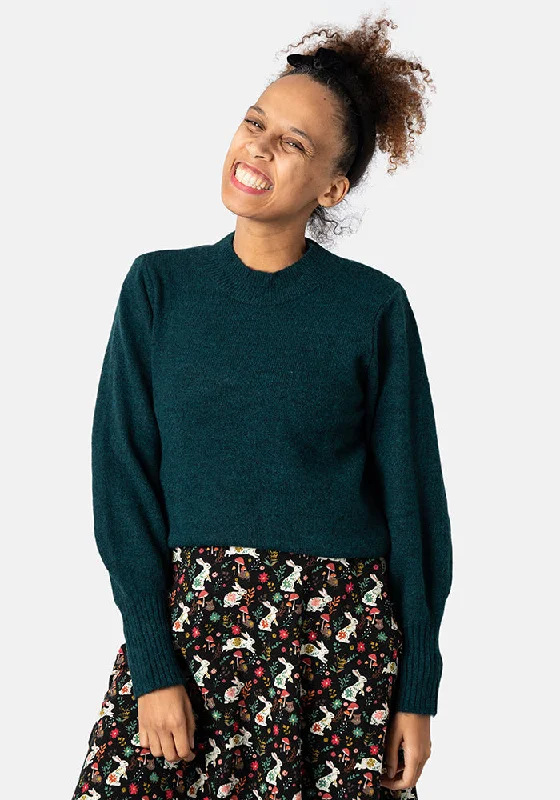 Jewel Green Balloon Sleeve Jumper