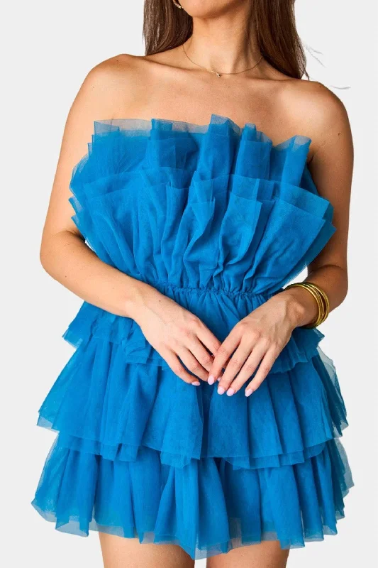 Powder Puff Dress In Indigo