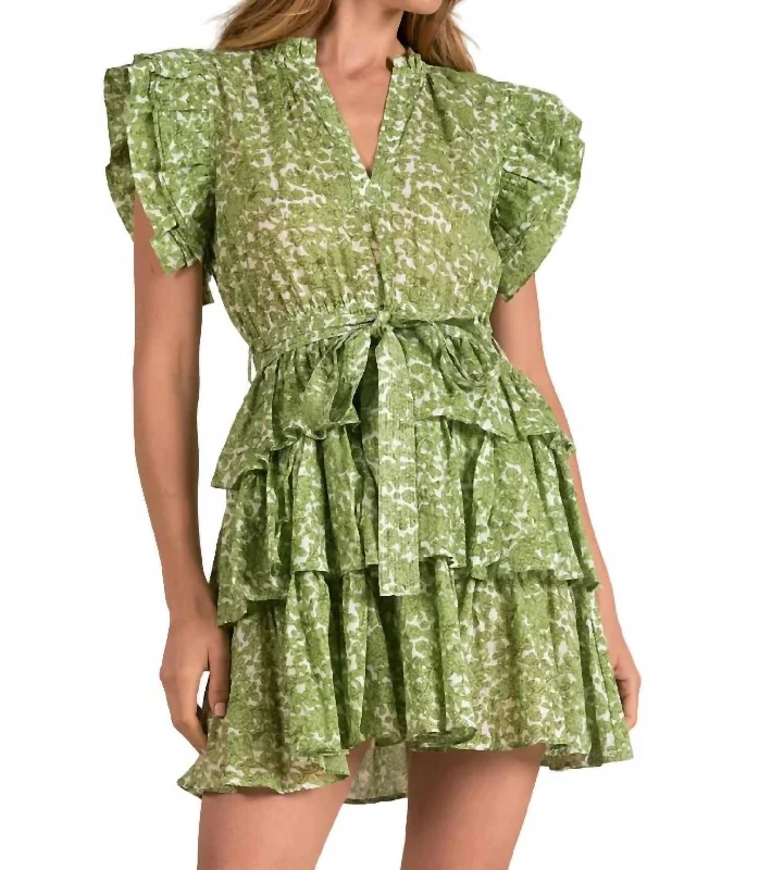 Julianna Mini Dress In Green Santa Fe