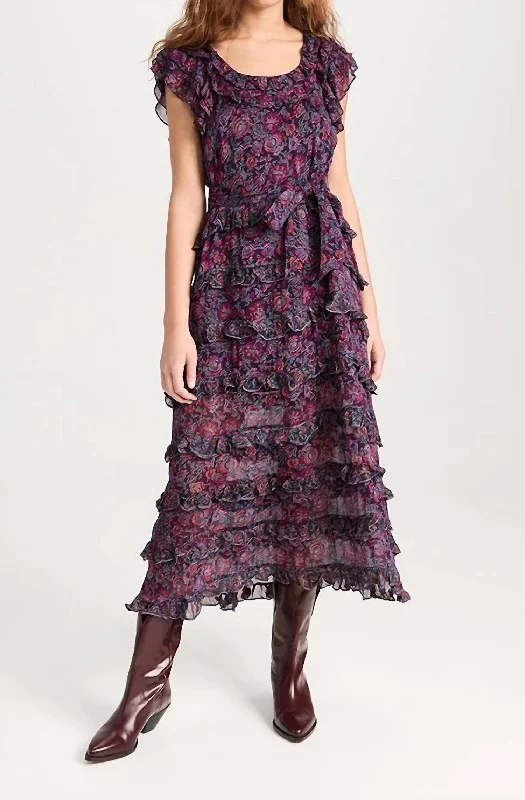 Milana Dress In Bordeaux Floral