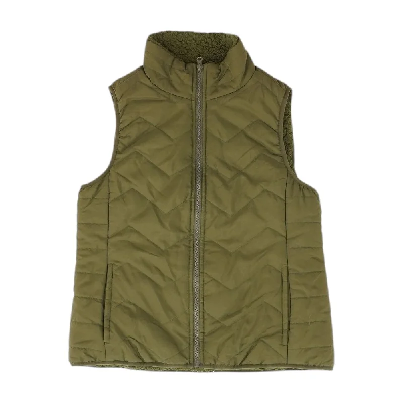 Green Solid Fleece Vest