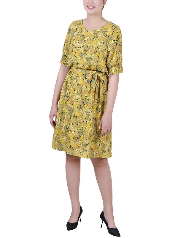 Womens Crepe Floral Print Midi Dress