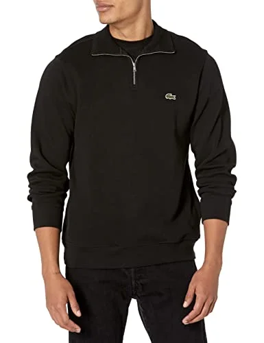 Men's Solid Quarter-Zip Interlock Ribbed Sweatshirt