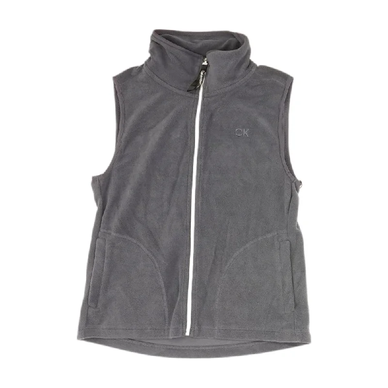 Blue Solid Fleece Vest