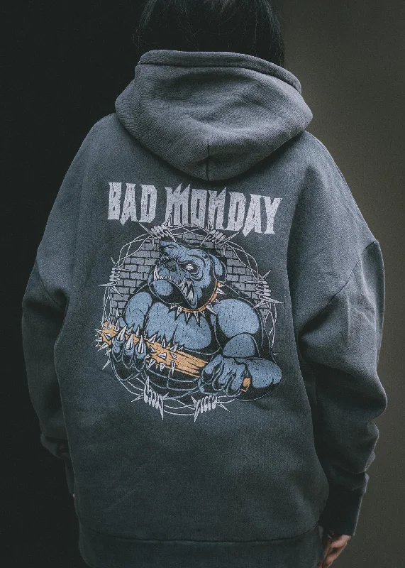 Vintage Relax Fit Bulldog Bat Hoodie