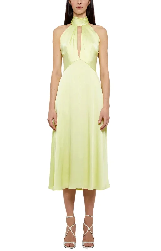 Halter Draped Bodice Dress In Mimosa