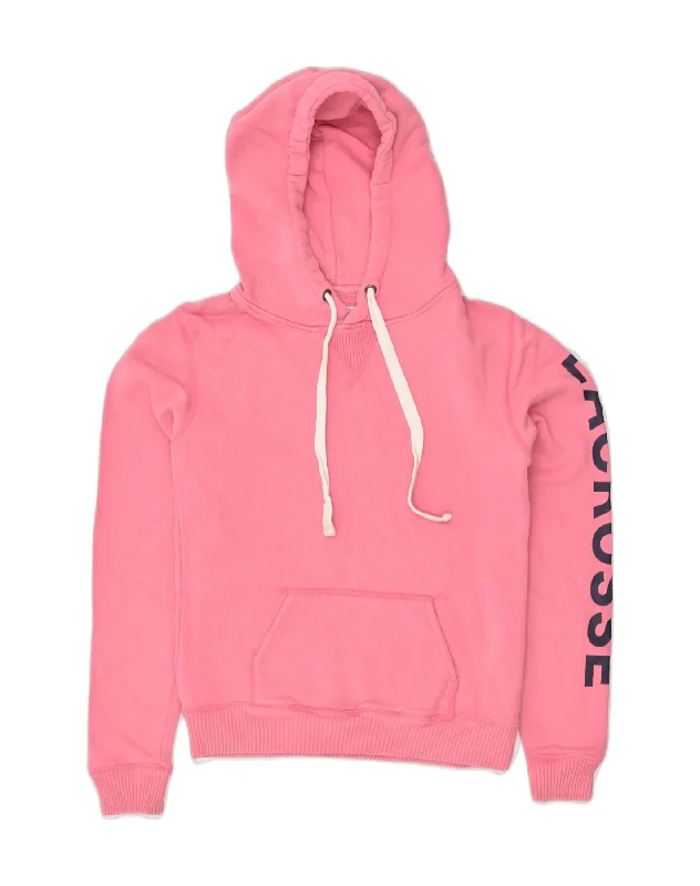 JACK WILLS Womens Graphic Hoodie Jumper UK 10 Small Pink Cotton