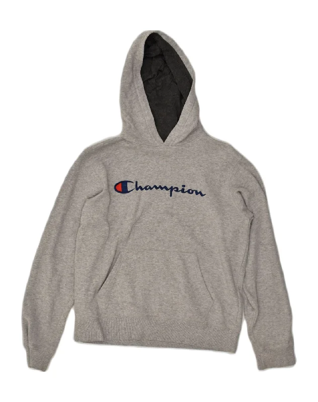 CHAMPION Womens Graphic Hoodie Jumper UK 18 XL Grey Cotton