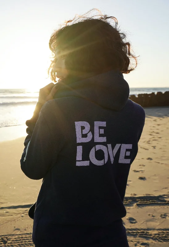 'Be Love Stencil'  Zip Up Hoodie Hoodie - Blue