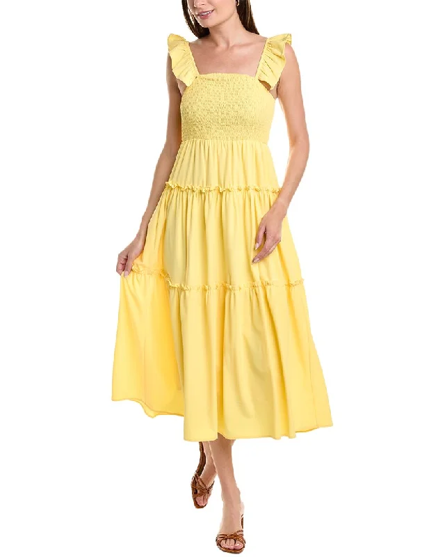 Lucca Smocked Tiered Midi Dress