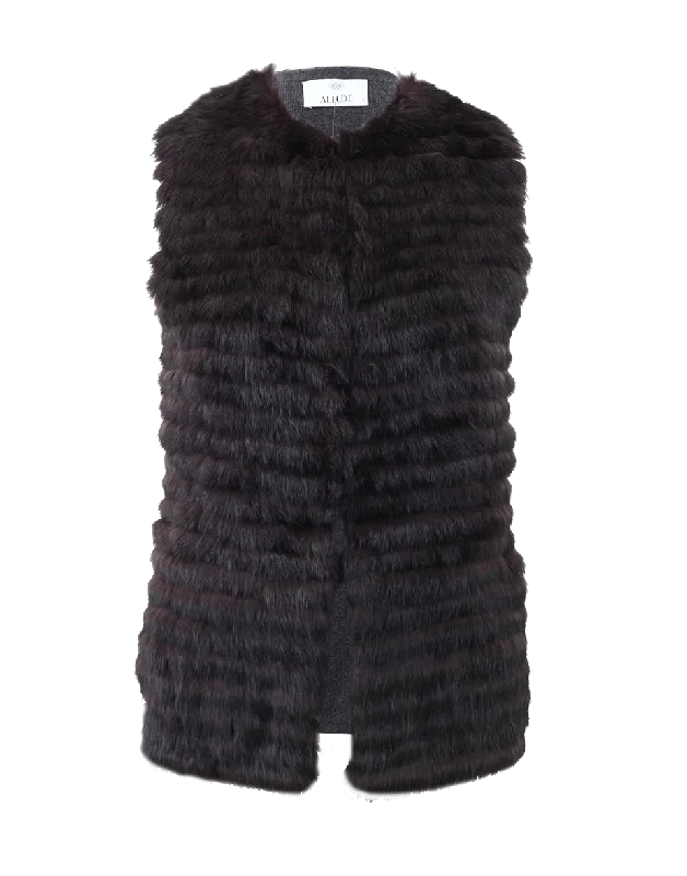 Rabbit Fur Vest On Knit