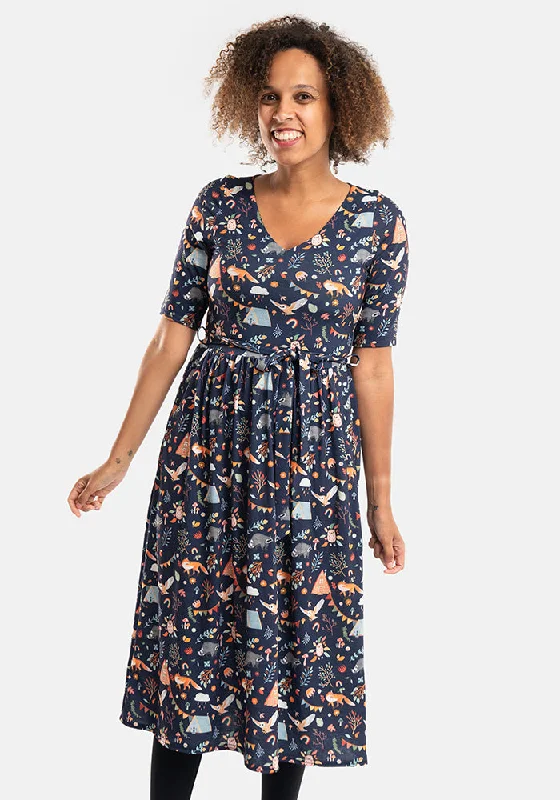 Sylva Woodland Camping Print Midi Dress