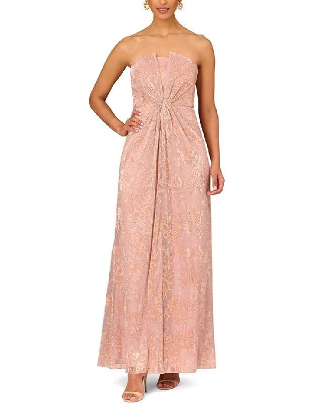 Aidan Mattox Strapless Pleated Gown