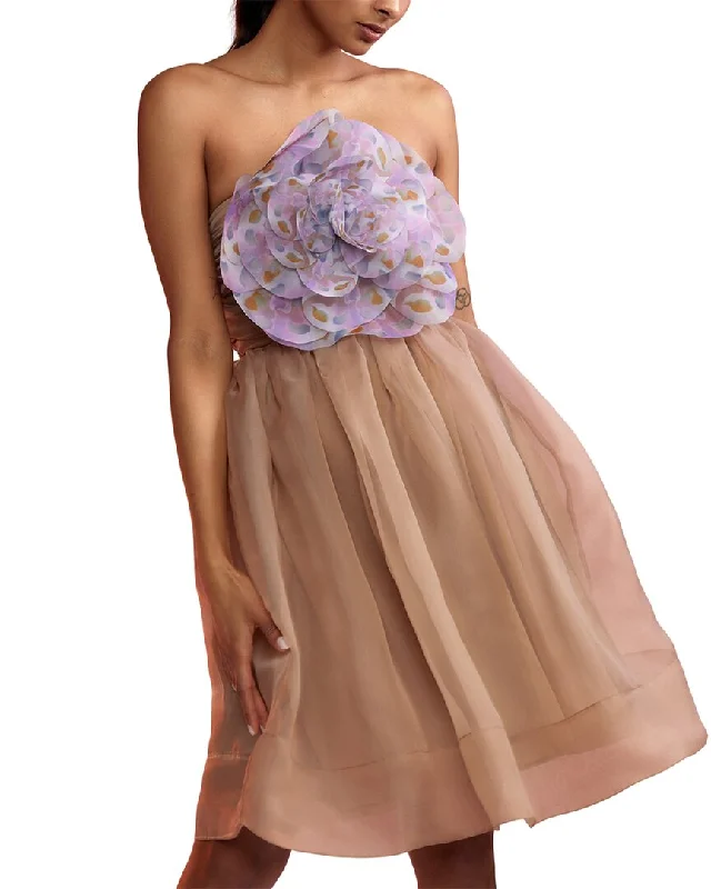 Cynthia Rowley Organza Flower Strapless Dress