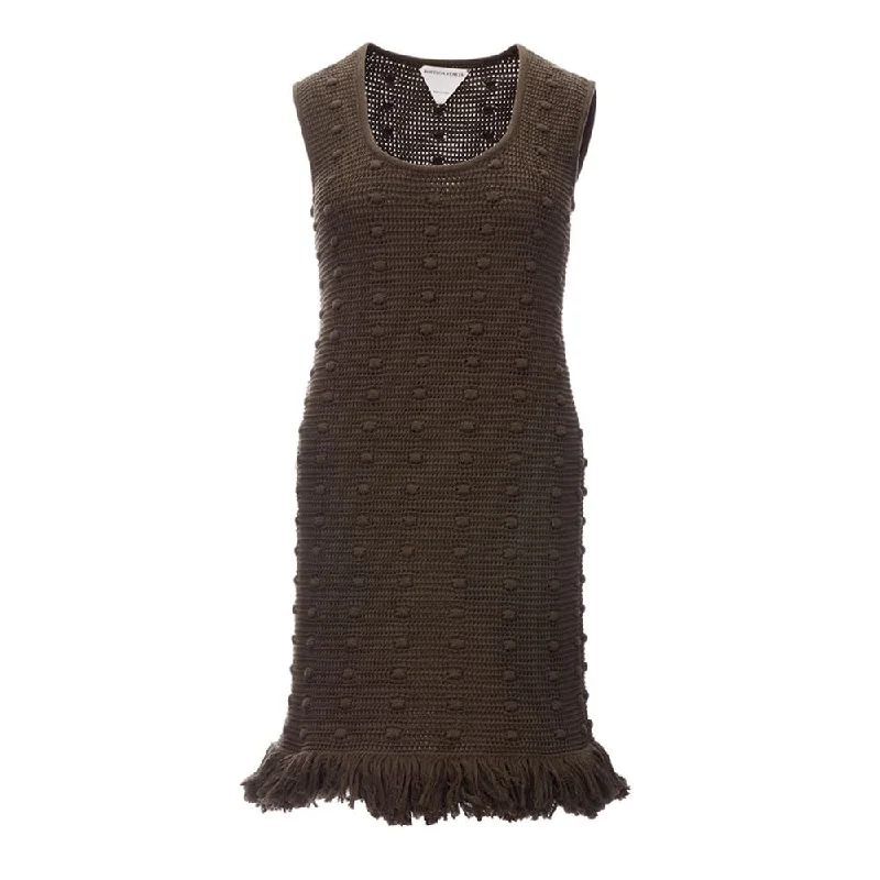 Bottega Veneta Elegant Cotton Midi Dress in Earthy Women's