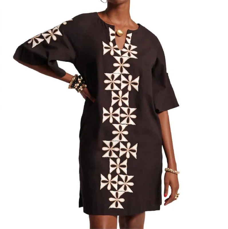 Charming Mini Caftan In Black