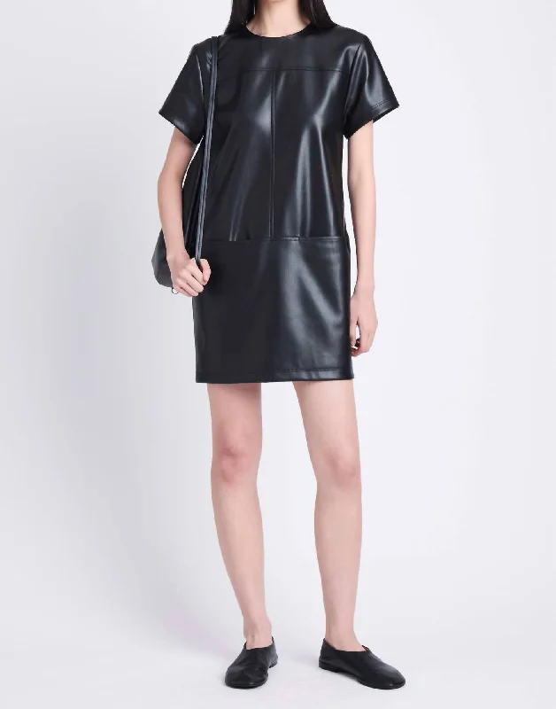 Sonny Faux Leather Dress In Black