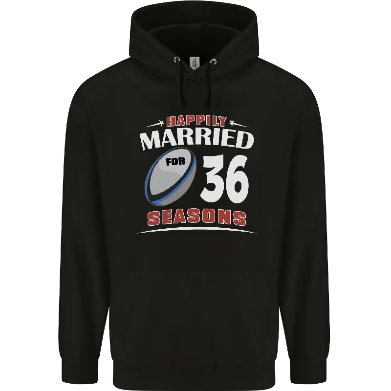 36 Year Wedding Anniversary 36th Rugby Mens 80% Cotton Hoodie