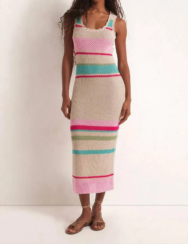 Ibiza Stripe Sweater Dress In Natural