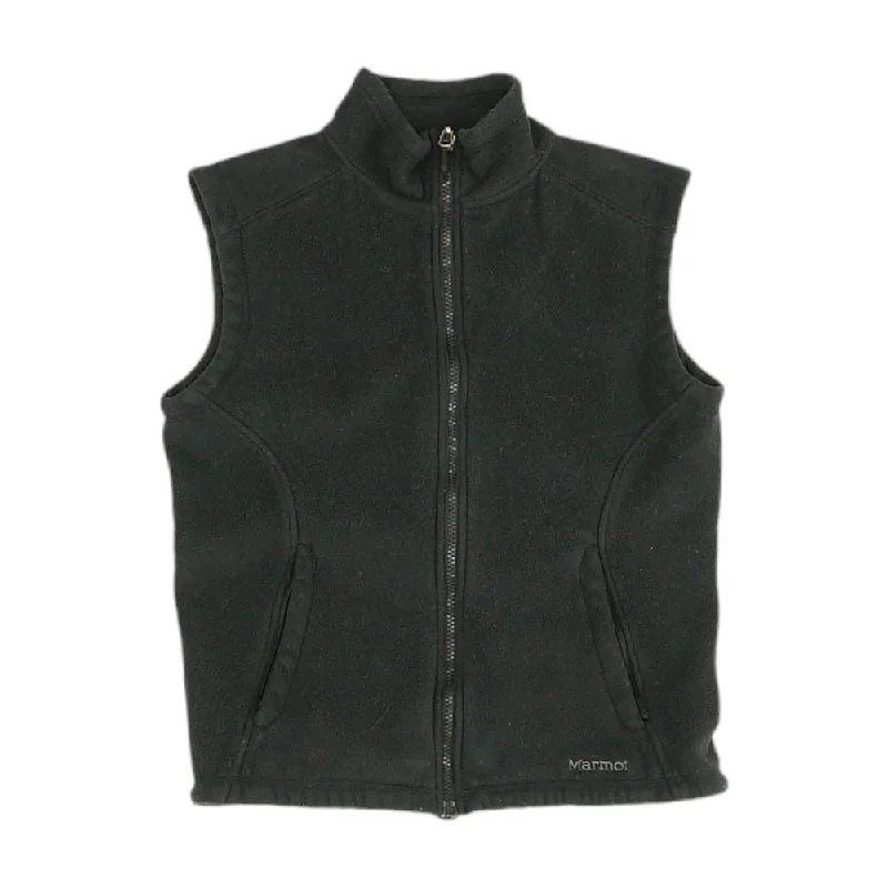 Black Solid Fleece Vest