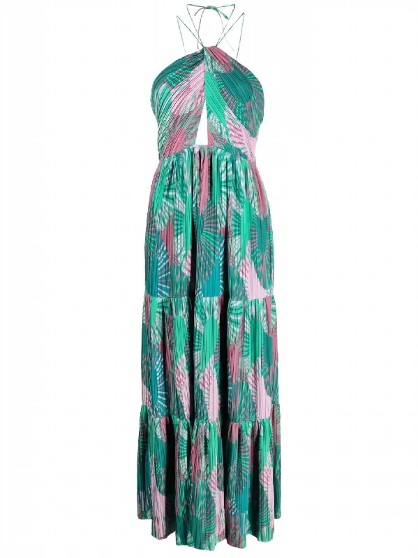 Nastasia Long Dress In Green/purple