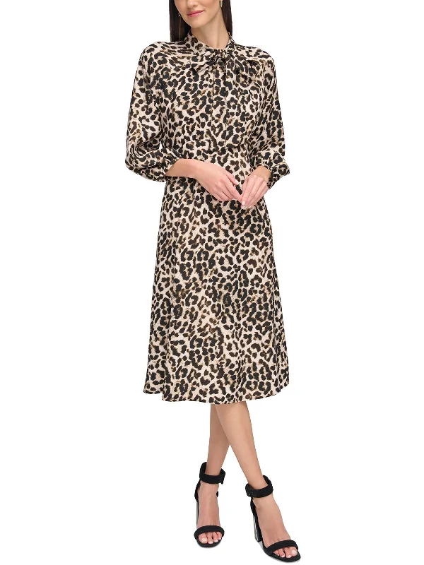 Womens Animal Print Polyester Wear To Work Dress