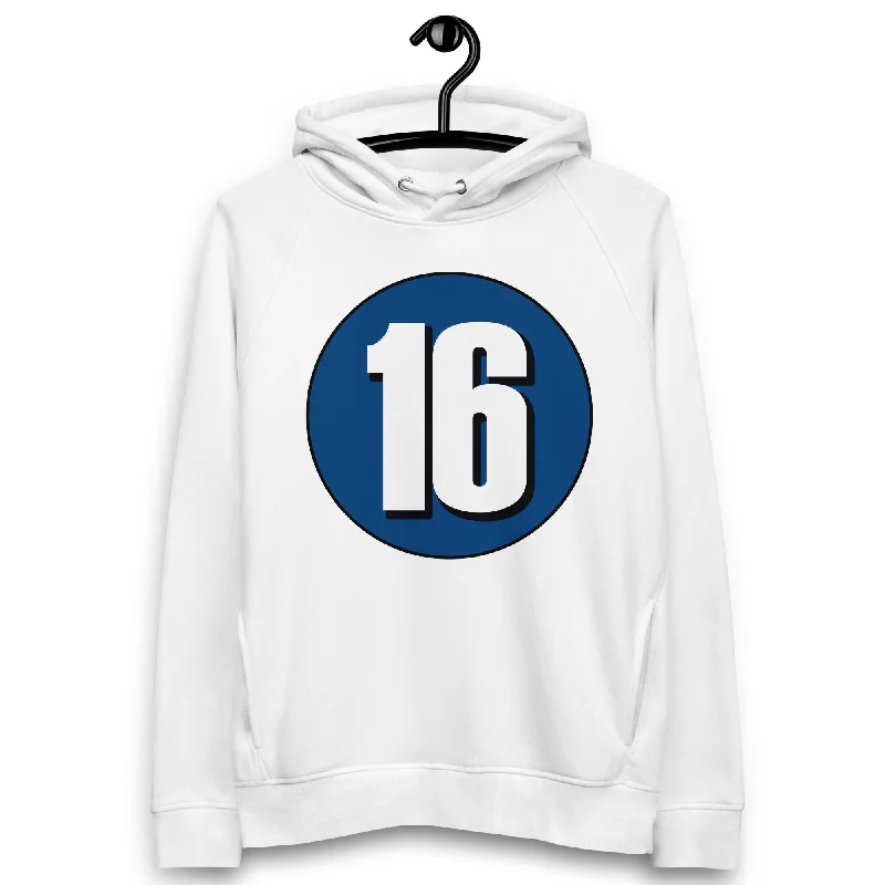 Unisex pullover hoodie: White on Navy Blue 16