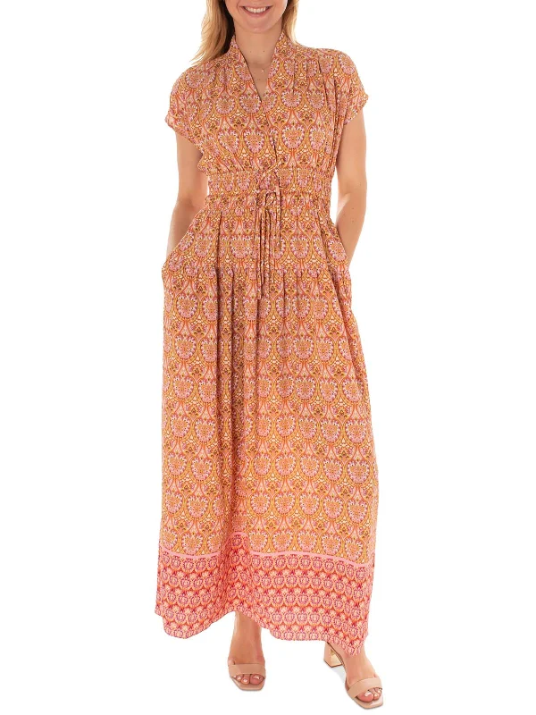 Womens Printed Polyester Maxi Dress