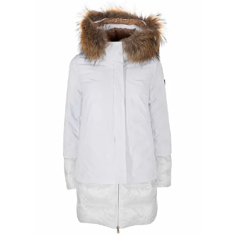 Yes Zee Chic Quilted Nylon Down Jacket with Fur Hood