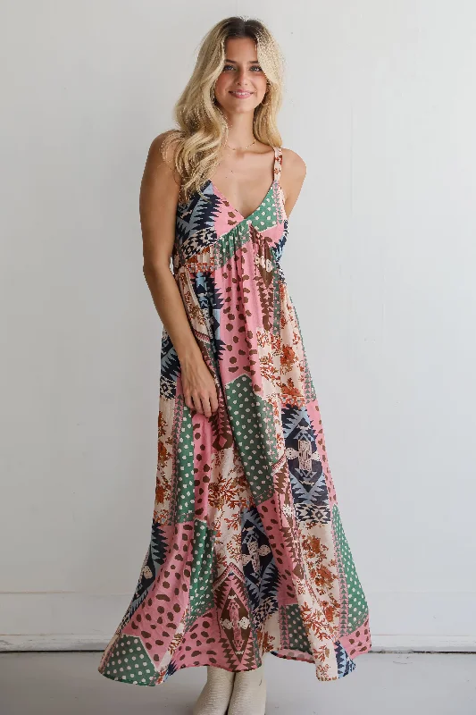 FINAL SALE - Unbelievably Divine Cream Patchwork Maxi Dress