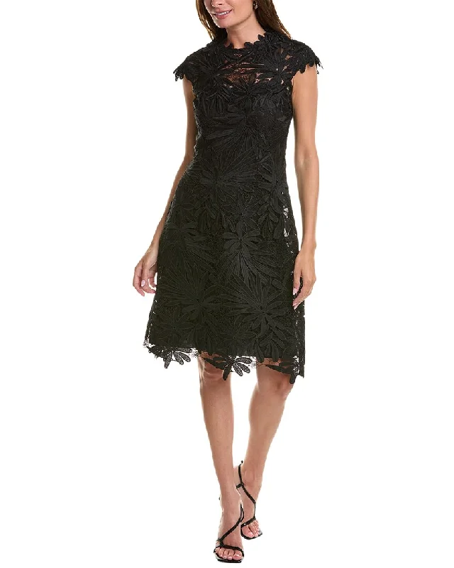 Teri Jon by Rickie Freeman 3D Lace Sheath Dress