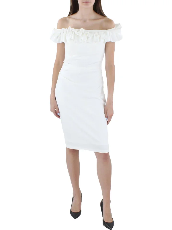 Womens Ruffle Off-The-Shoulder Cocktail and Party Dress