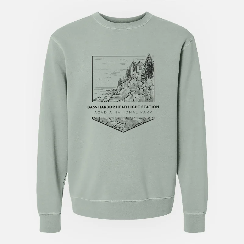 Bass Harbor Head Light Station - Acadia National Park - Unisex Pigment Dyed Crew Sweatshirt