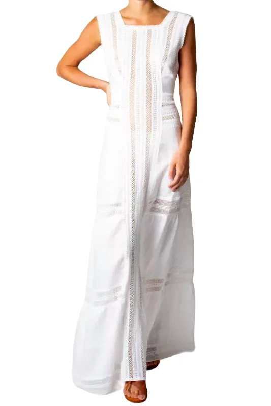 Calista Washed Linen Dress In Pure White