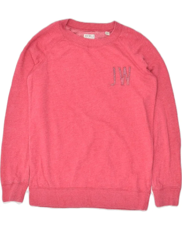 JACK WILLS Womens Loose Fit Sweatshirt Jumper UK 8 Small  Pink Cotton