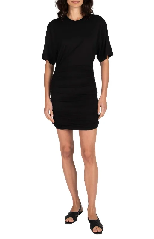 Matte Jersey Short Sleeve Mini Dress In Black