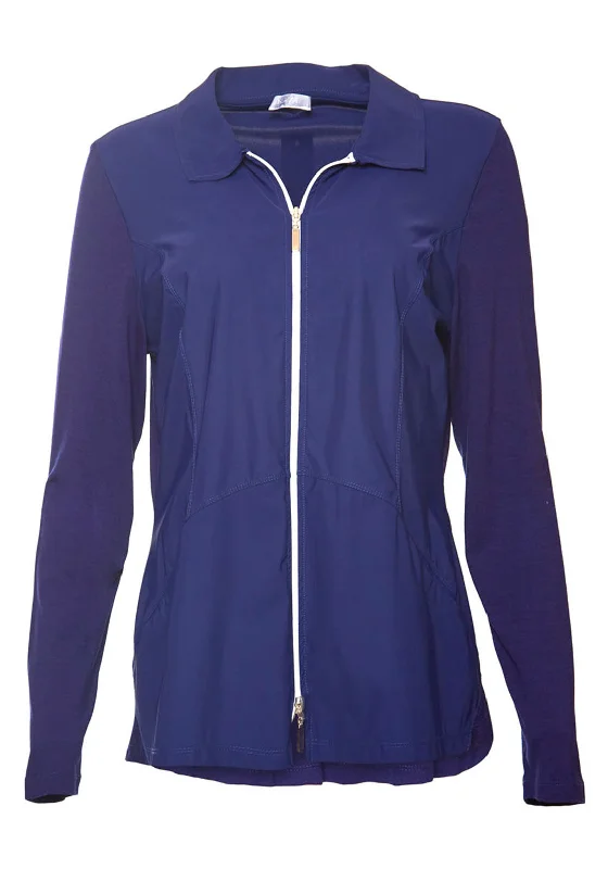 Naya Jersey Contrast Zip Through Jacket, French Blue