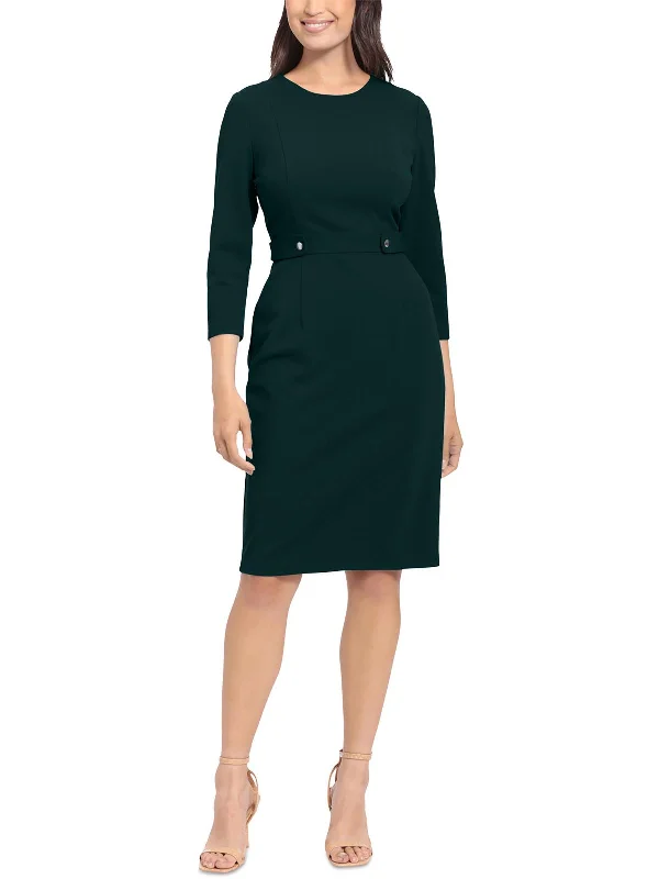 Petites Womens Solid Polyester Wear To Work Dress