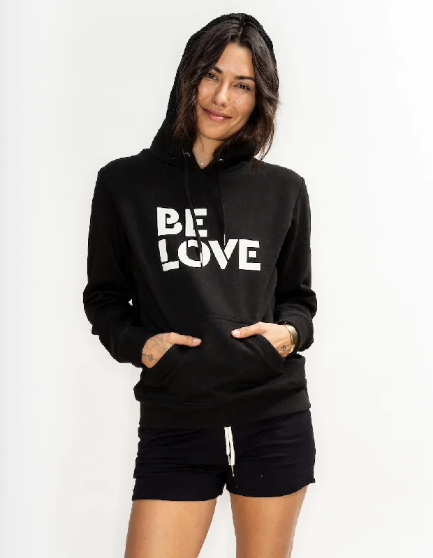 'Be Love' Heavyweight Cotton Fleece Pullover Hoodie - Black