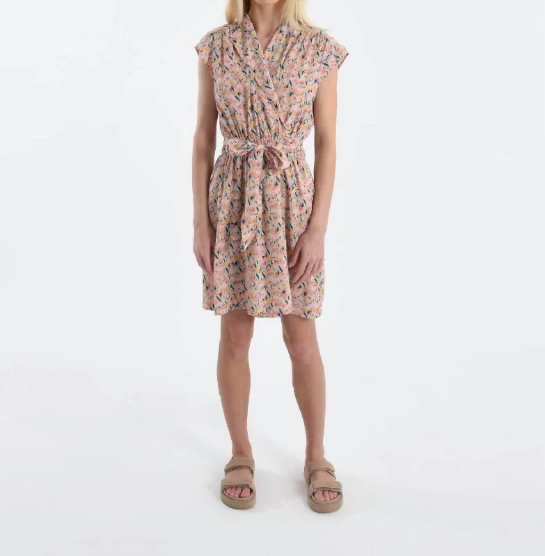 Celeste Print Dress In Coral