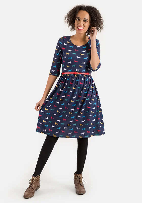 Fran Navy Dog Print Dress