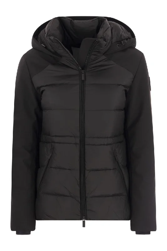 Quilted down jacket with hood