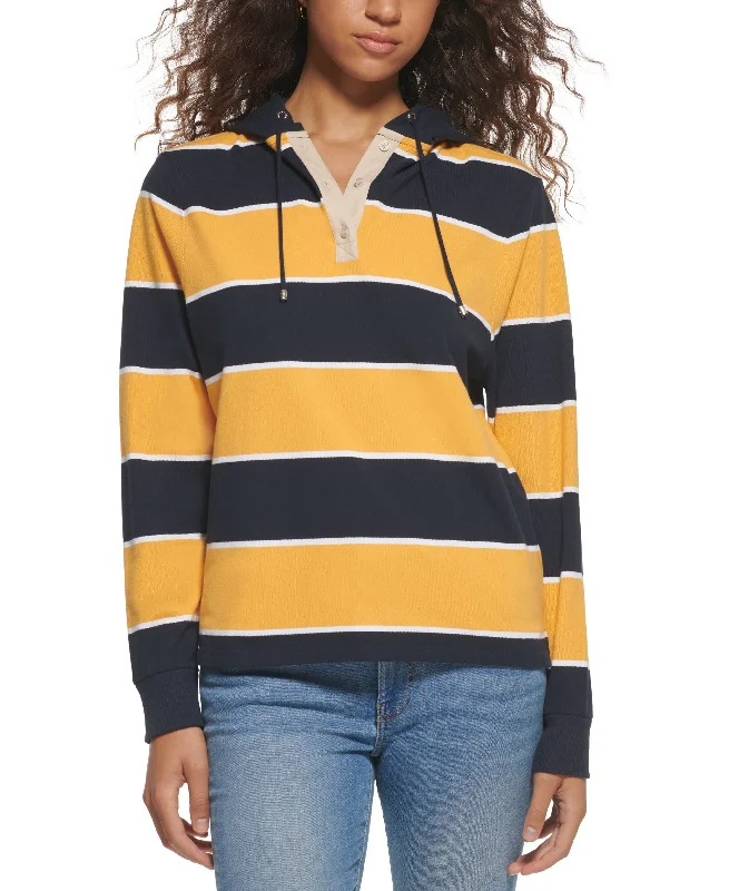 Tommy Hilfiger Womens Rugby Stripe Long Sleeve Hoodie