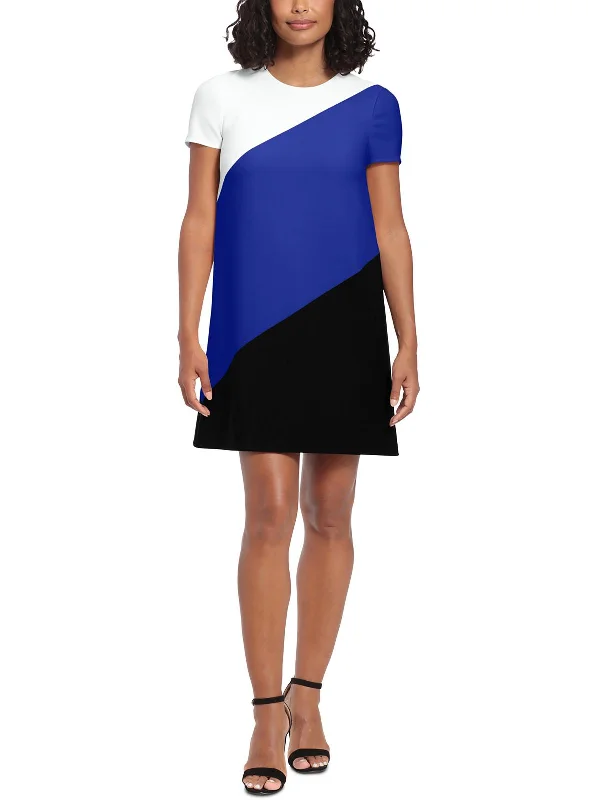 Womens Colorblock Polyester Sheath Dress